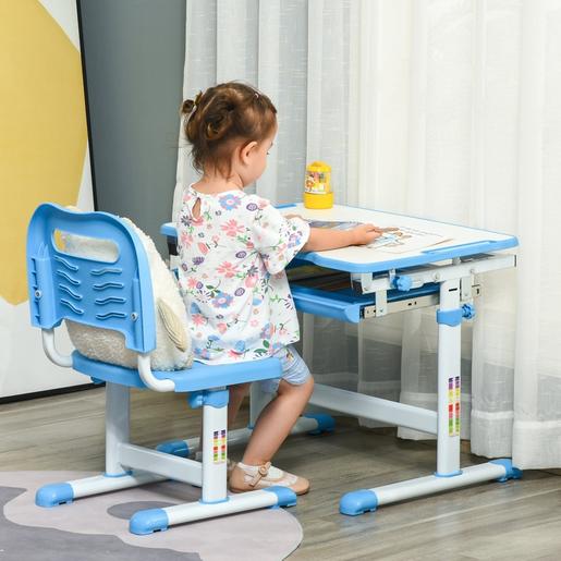 Homcom - Mesa infantil com cadeira Azul e Branca