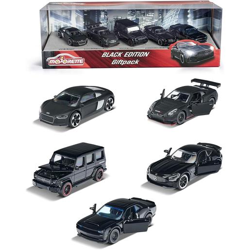 Majorette - Conjunto de 5 carros de brinquedo pretos com rodas giratórias ㅤ