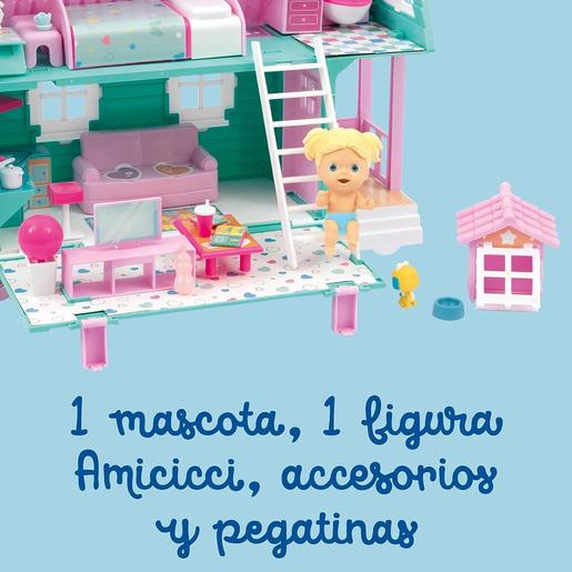 Famosa - Casa de brincadeiras rosa e verde com boneca e acessórios divertidos ㅤ