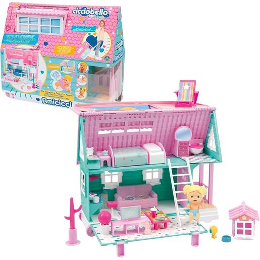 Famosa - Casa de brincadeiras rosa e verde com boneca e acessórios divertidos ㅤ