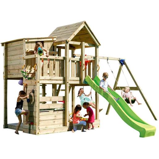 Parque de jogos infantil de madeira Palazzo XL com baloiço duplo