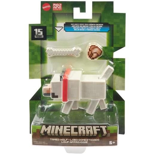 Mattel - Figura articulada de ação Minecraft Lobo Domesticado ㅤ