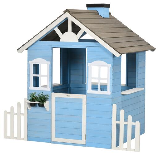 Outsunny - Casa de madeira infantil Azul