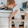 MeowBaby - Banquinho de cozinha de madeira para bebês, cor preta com tampo