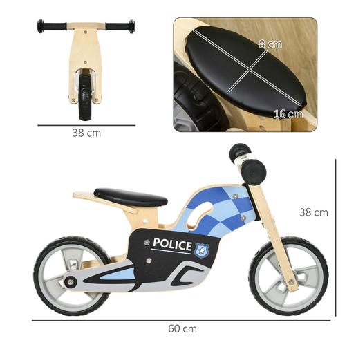 Aiyaplay - Moto policía de madera sin pedales