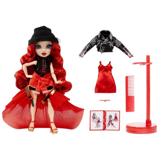 Boneca Fantastic Fashion vermelha de 28cm com 2 conjuntos e acessórios da moda ㅤ