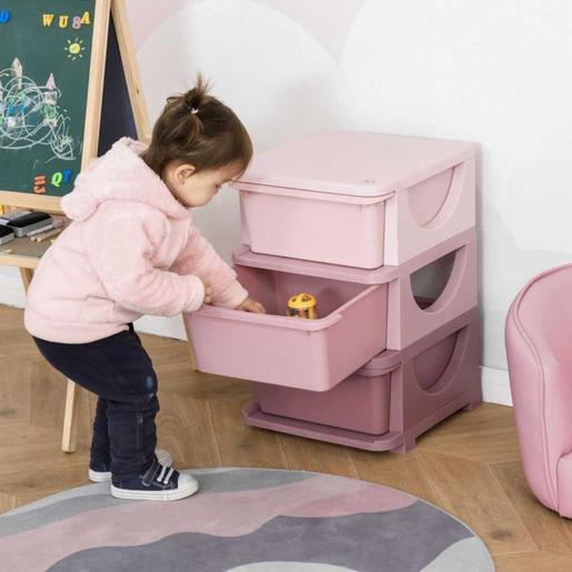 Homcom - Organizador de brinquedos rosa