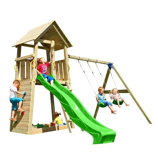 Parque juegos infantil de madera Belvedere con columpio doble