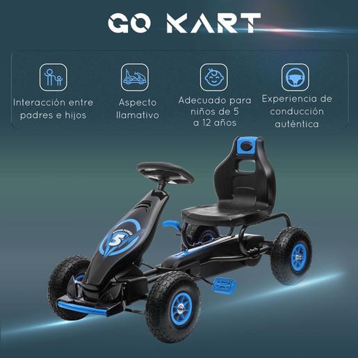 Homcom - Go Kart a pedais azul-preto