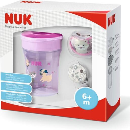 Nuk - Pack Magic Cup Copo antiderramamento + Chupeta Space Lilás