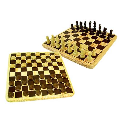Xadrez e Damas de madeira- jogo de mesa