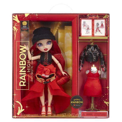 Muñeca Fantastic Fashion roja de 28cm con 2 conjuntos y accesorios de moda ㅤ