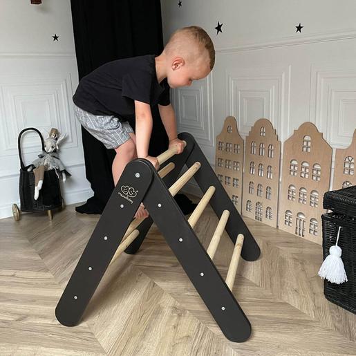 MeowBaby - Escada de madeira Montessori preta para escalada infantil