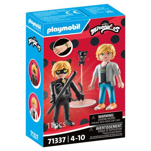 Playmobil - Ladybug - Brinquedo Miraculous Adrien & Cat Noir ㅤ