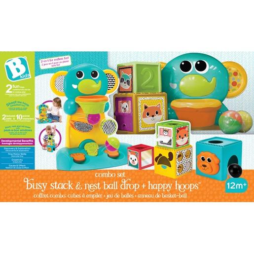 B-Kids - Pack 2 em 1 preescolar cubos empilháveis e cesto elefante