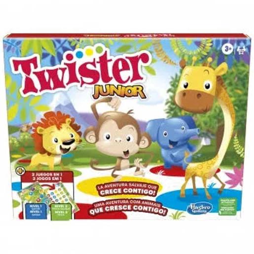 Hasbro - Twister Junior Aventura Animal: tapete dupla face, 2-4 jogadores, Jogos criança +5 anos