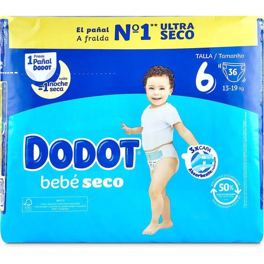 Dodot - Paquete de pañales bebé seco talla 6 - 36 unidades