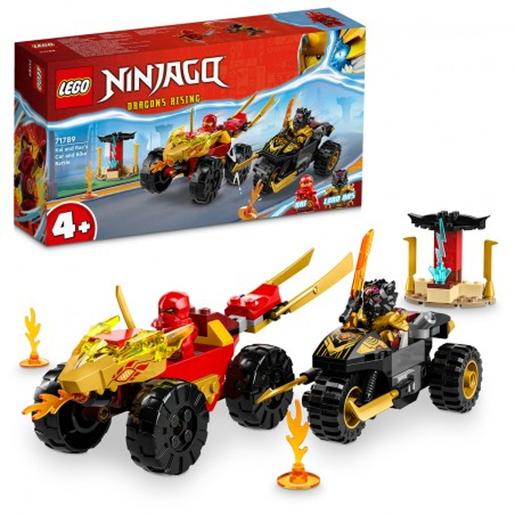 LEGO - Ninjago - Batalha de carros e motos Ninjago com minifiguras e veículos da série Dragons Rising 71789