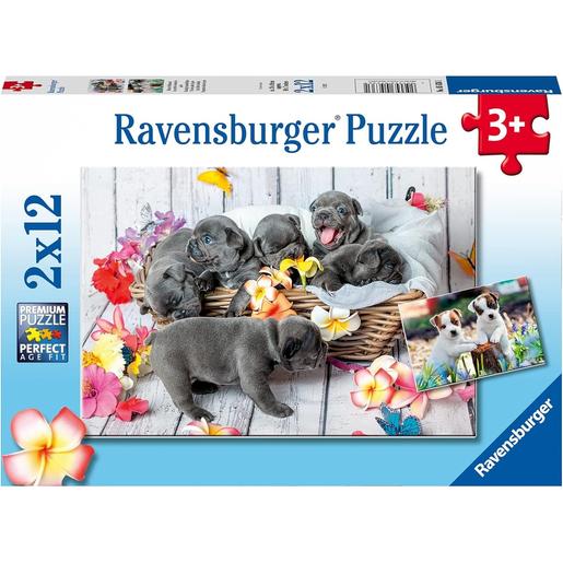 Ravensburger - Puzzle de coleção 2x12 peças - Pequenas bolas de pelo ㅤ