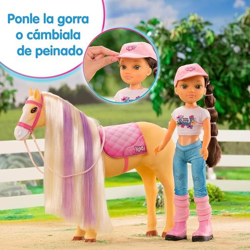 Nancy - Boneca articulada com cavalo e acessórios de cuidado ㅤ