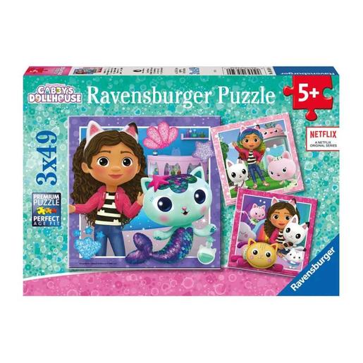 Ravensburger - Puzzle 3x49 peças Gabby's Dollhouse, coleção multicolorida ㅤ