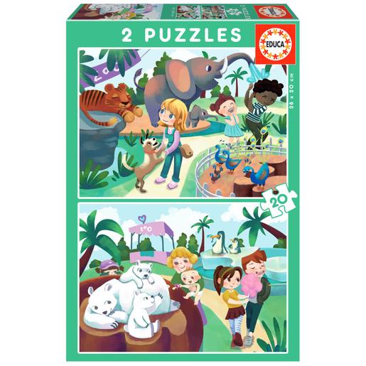 Educa Borrás - No Zoo Pack Puzzles 2x20 Peças