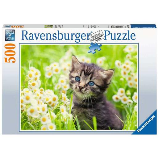 Ravensburger - Puzzle de gatito en el prado, 500 piezas para adultos ㅤ