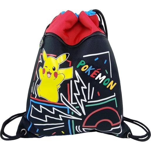 Play - Pokemon - Mochila saco juvenil Pokémon com design do Pikachu, alças ajustáveis e cor preta