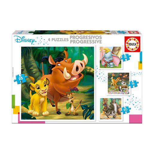 Educa Borrás - Personagens Disney - Pack 4 Puzzles Progressivos