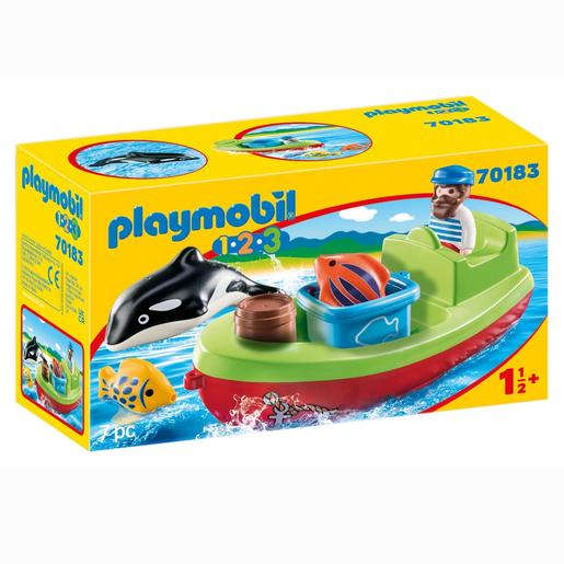 Playmobil - 1.2.3 Pescador com Barco de Pesca 70183