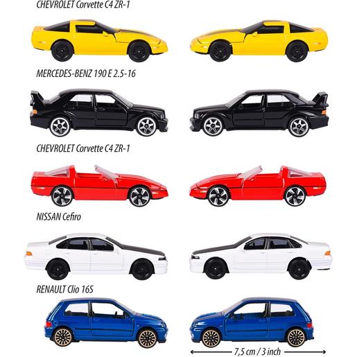 Majorette - Pack de 5 coches de metal escala 1:64, edición clásicos años 90 ㅤ