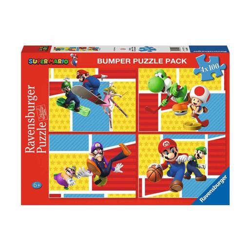 Ravensburger - Super Mario - Pack 4 puzzles 100 peças