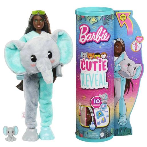 Barbie - Boneca articulada Cutie Reveal Elefante com animal de estimação e acessórios surpresa ㅤ