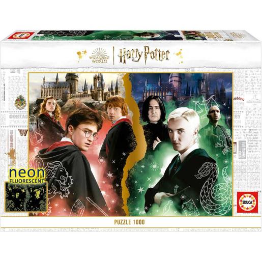 Harry Potter - Puzzle néon de 1000 peças: Mundo mágico de Harry Potter com cola Fix incluída
