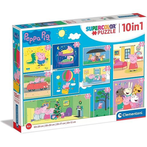 Clementoni - Porquinha Peppa - Puzzle Infantil Multicolor 10 em 1, de tamanhos diferentes para montar progressivamente ㅤ