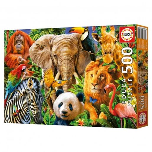 Educa Borras - Puzzle collage de animales salvajes 500 piezas ㅤ