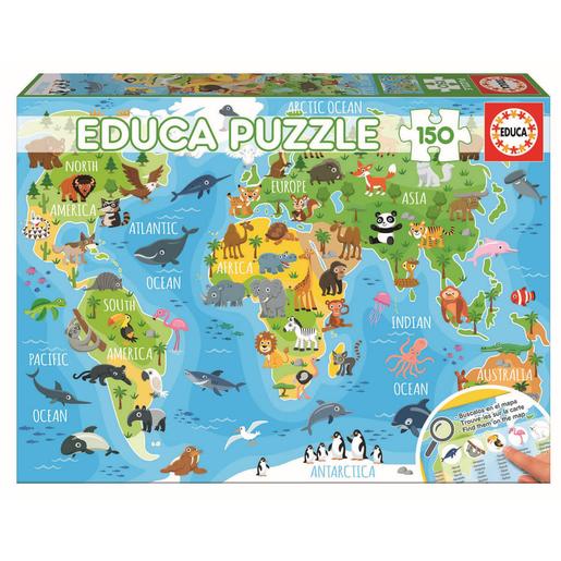 Educa Borras - Mapa-múndi Animais - Puzzle 150 Peças