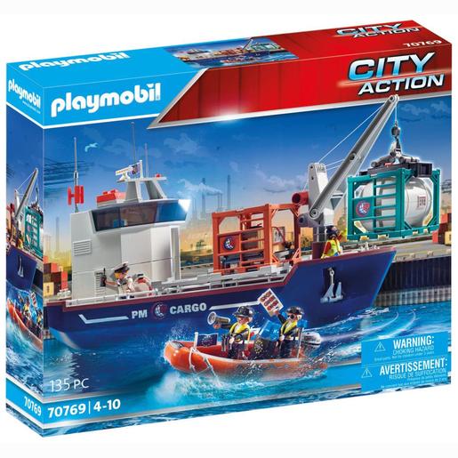 Playmobil - Grande Navio porta-contentores com Barco Aduaneiro 70769