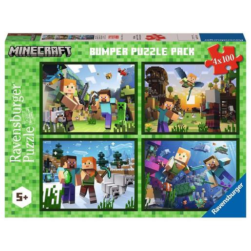 Minecraft - Puzzle Minecraft, coleção Mega Pack 4x100, 4 quebra-cabeças de 100 peças