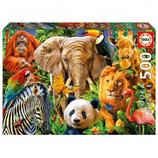 Educa Borras - Quebra-cabeças de colagem de animais selvagens com 500 peças ㅤ
