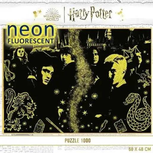Harry Potter - Puzzle néon de 1000 peças: Mundo mágico de Harry Potter com cola Fix incluída