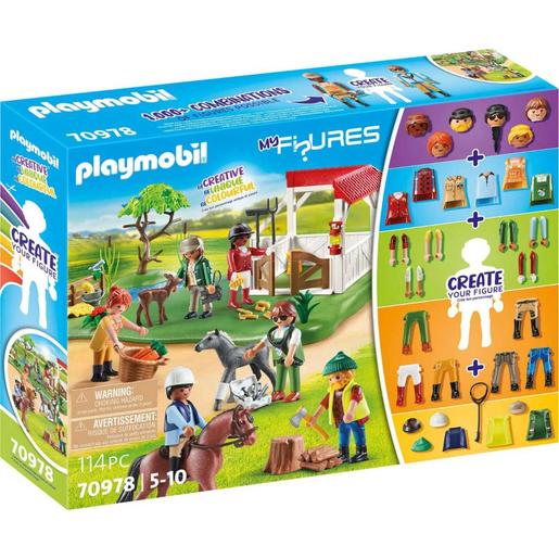 Playmobil - As Minhas Figuras: Rancho dos Cavalos - Conjunto de Jogo com 6 Figuras e Cavalos ㅤ