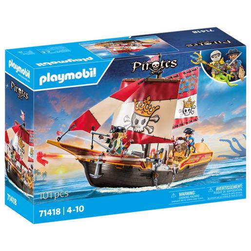 Playmobil - Barco Pirata com Aventuras e Acessórios Marinhos ㅤ