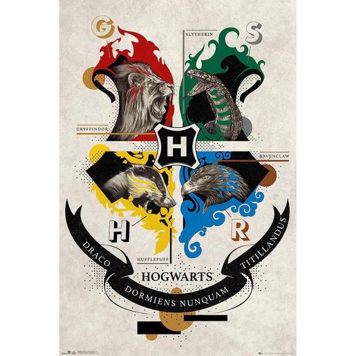 Harry Potter - Poster Animais e Brasões Hogwarts 61 x 91,5 cm