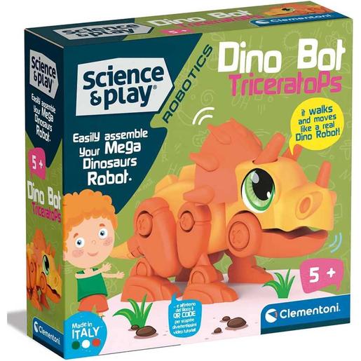 Clementoni - Robot Dino Tricerátops para aprender robótica infantil e montagem ㅤ