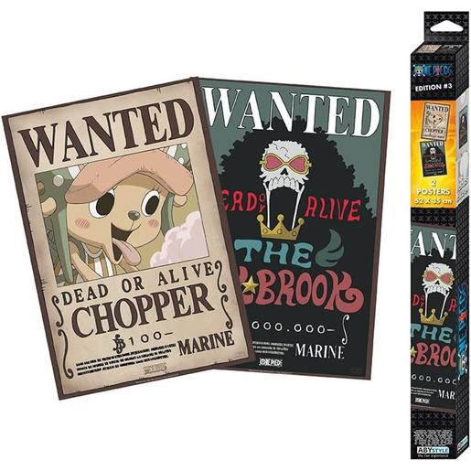 Conjunto de 2 cartazes One Piece - Chibi Wanted Brook & Chopper 52x38