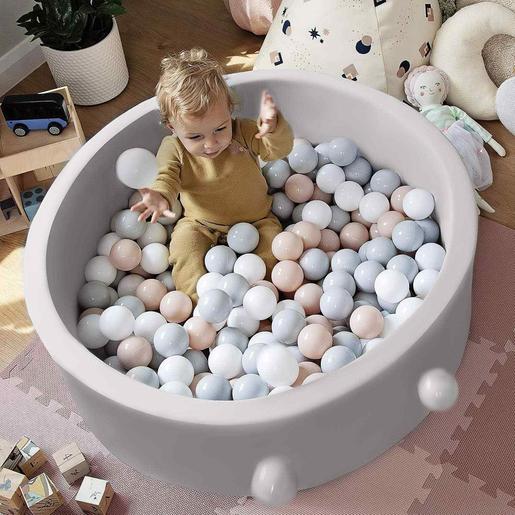 MeowBaby - Parque de juegos infantil de espuma blanca con piscina de bolas y 200 bolas oro/beige/blanco/transparente
