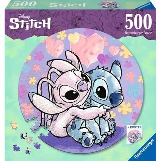 Ravensburger - Puzzle circular Disney Stitch, coleção de quebra-cabeças, 500 peças ㅤ