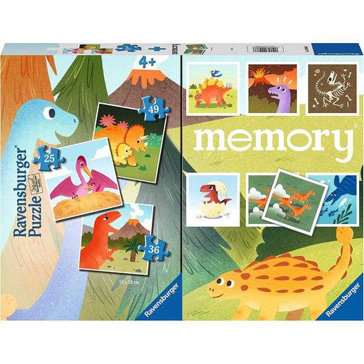 Ravensburger - Dinossauros Memory e Puzzle multipack, cartas e peças variadas ㅤ