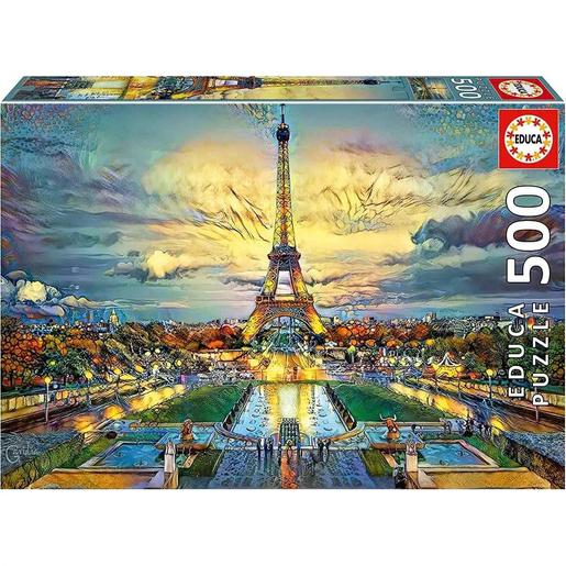 Educa Borras - Puzzle 500 peças Torre Eiffel: montagem e cola Fix incluídos ㅤ